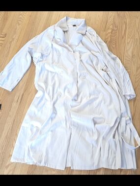 SHEIN Light Pale Blue Double-Breasted Trench with Waist Belt